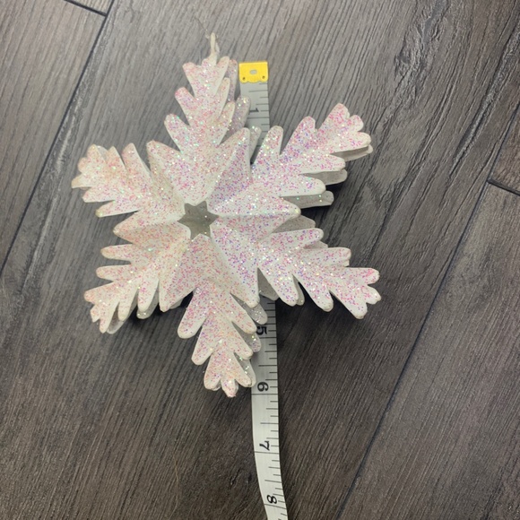 White snowflake Ornament, pink purple glitter shine sparkle, holiday decorations - Picture 11 of 15